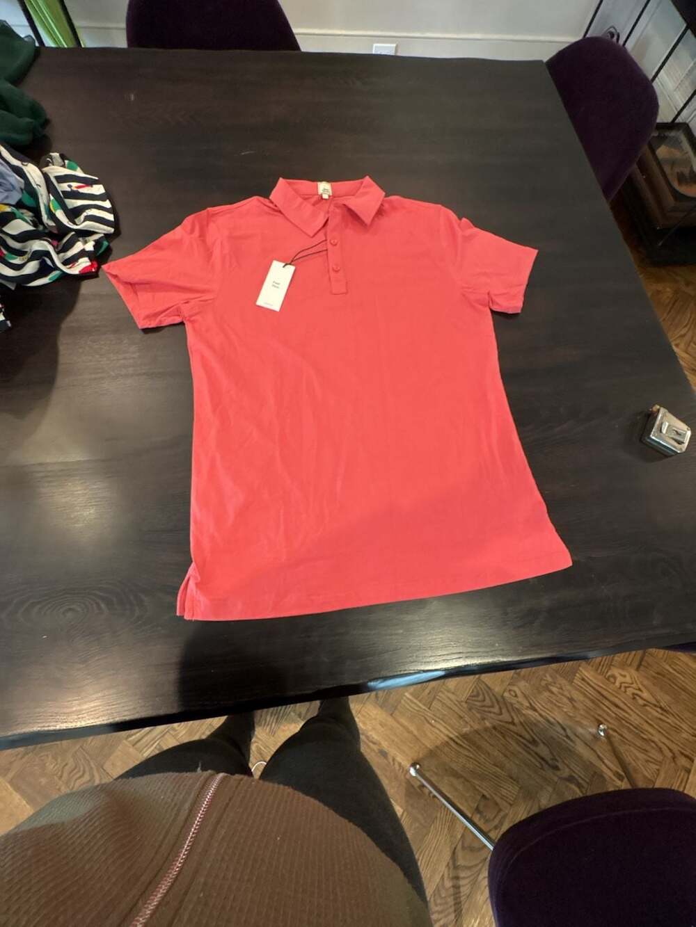 Swet Tailor Men's Performance Polo Shirt in Coral, Size Large